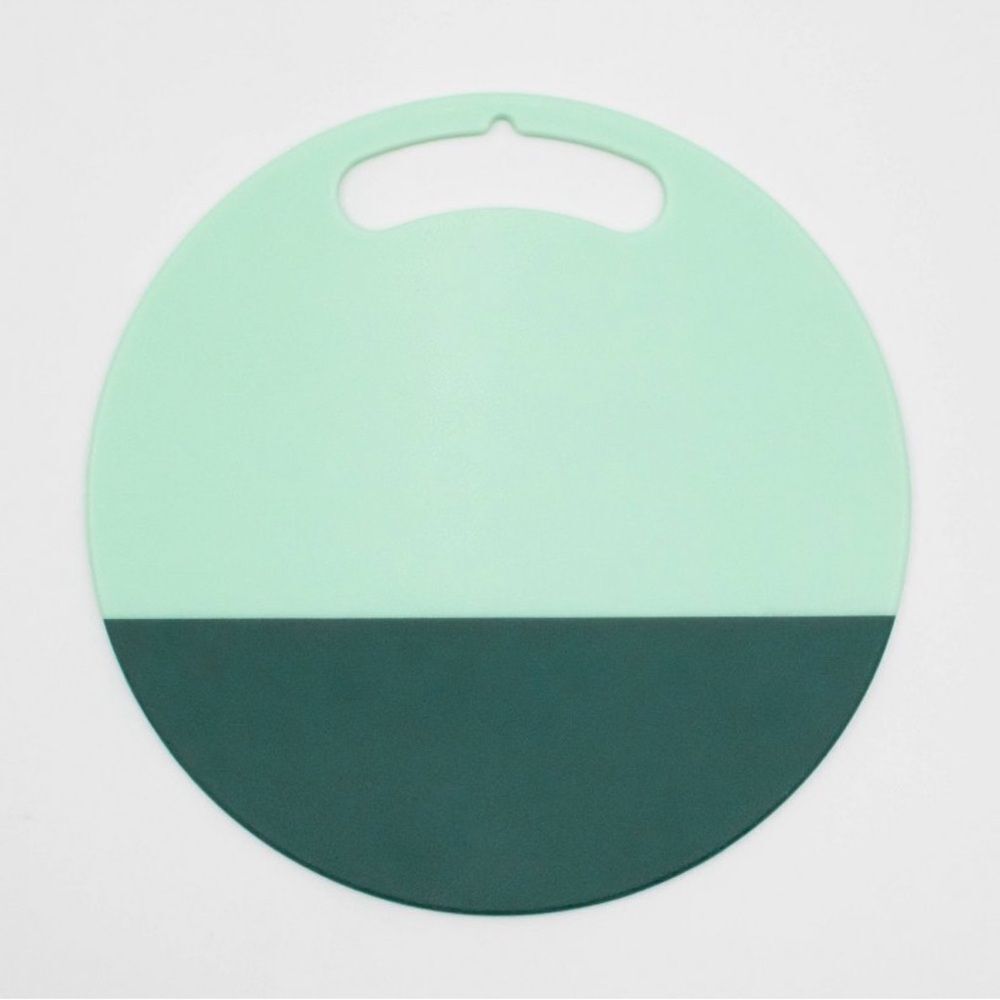 NWT Bullseye’s Playground Dark Green Block Colorblock Cutting Board 8.5” Round